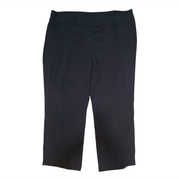 Eileen Fisher Silk Straight Leg Flat Front Side Zip Flowy Pants Black Size 3X - Picture 2 of 13